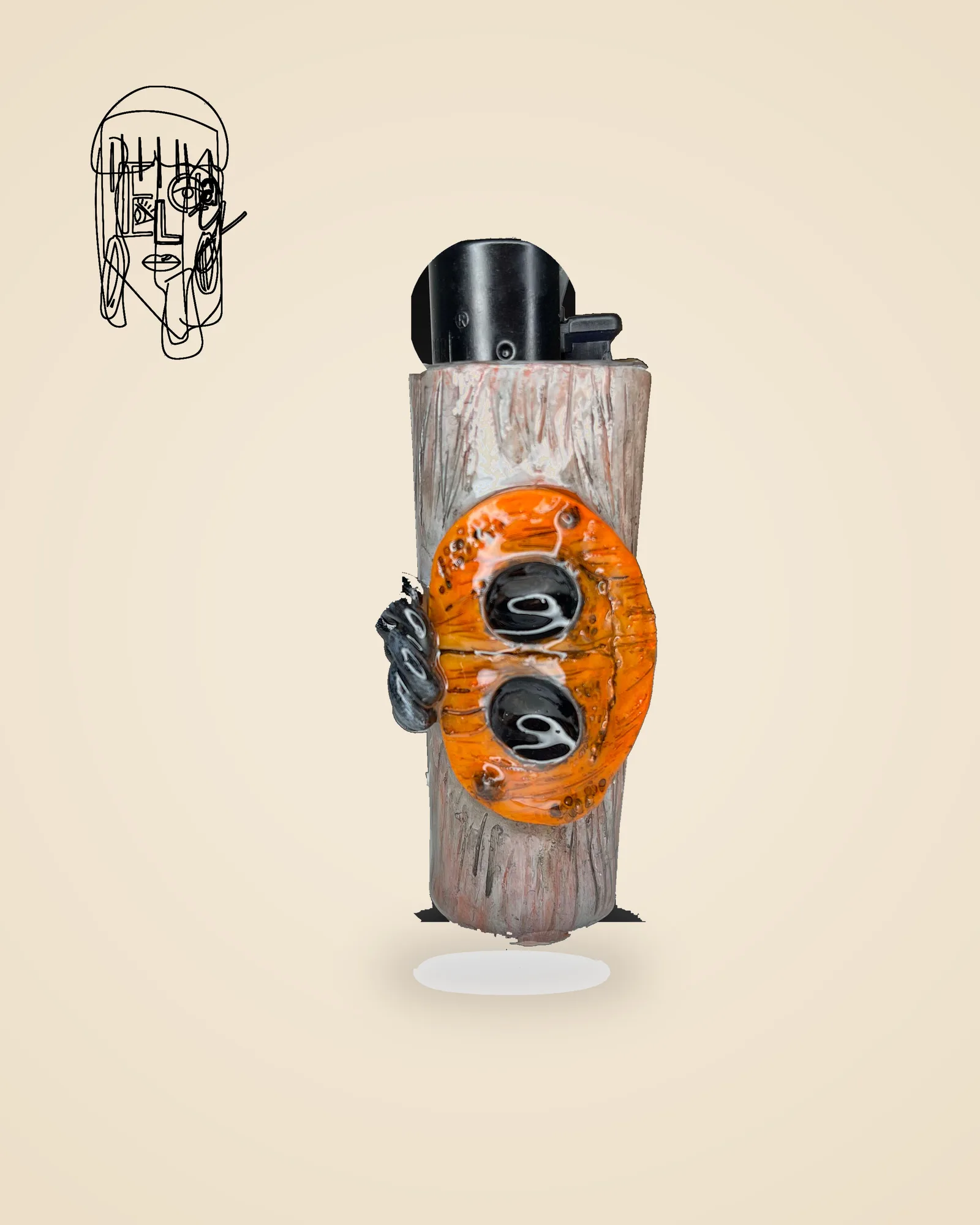 Pumpkin, handmade Clipper lighter case
