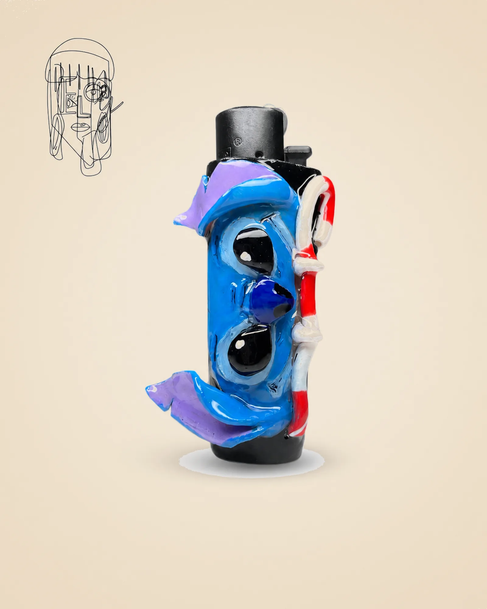 Stitch, handmade Clipper lighter case