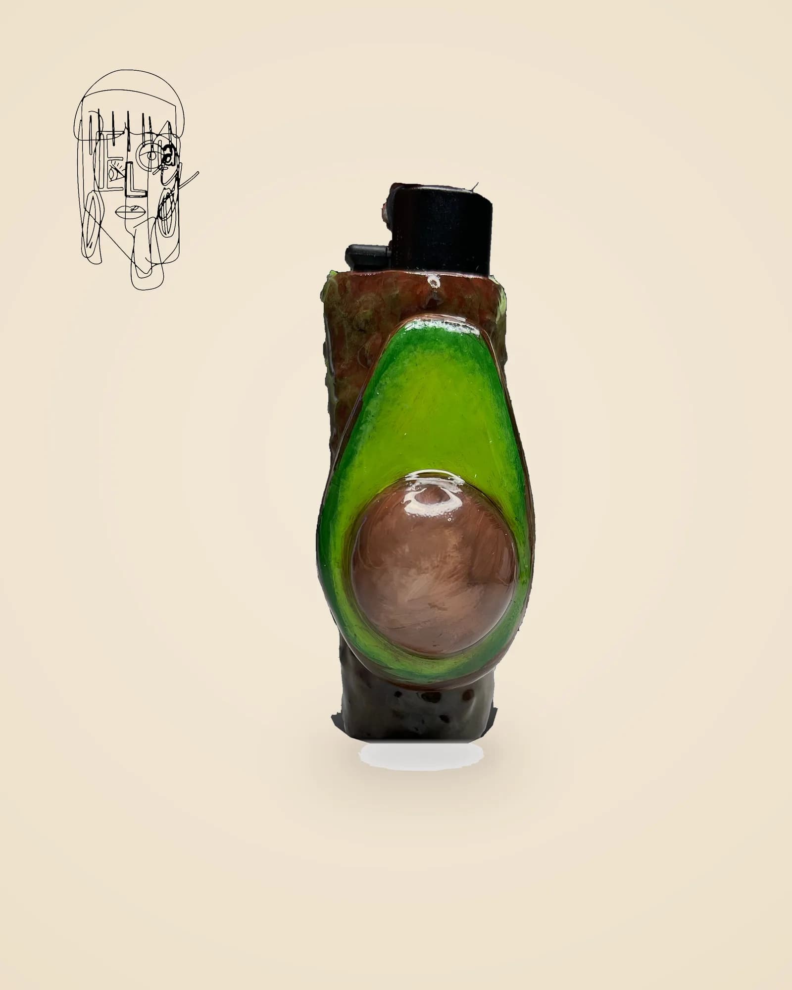 Avocado Necklace, handmade Clipper lighter case