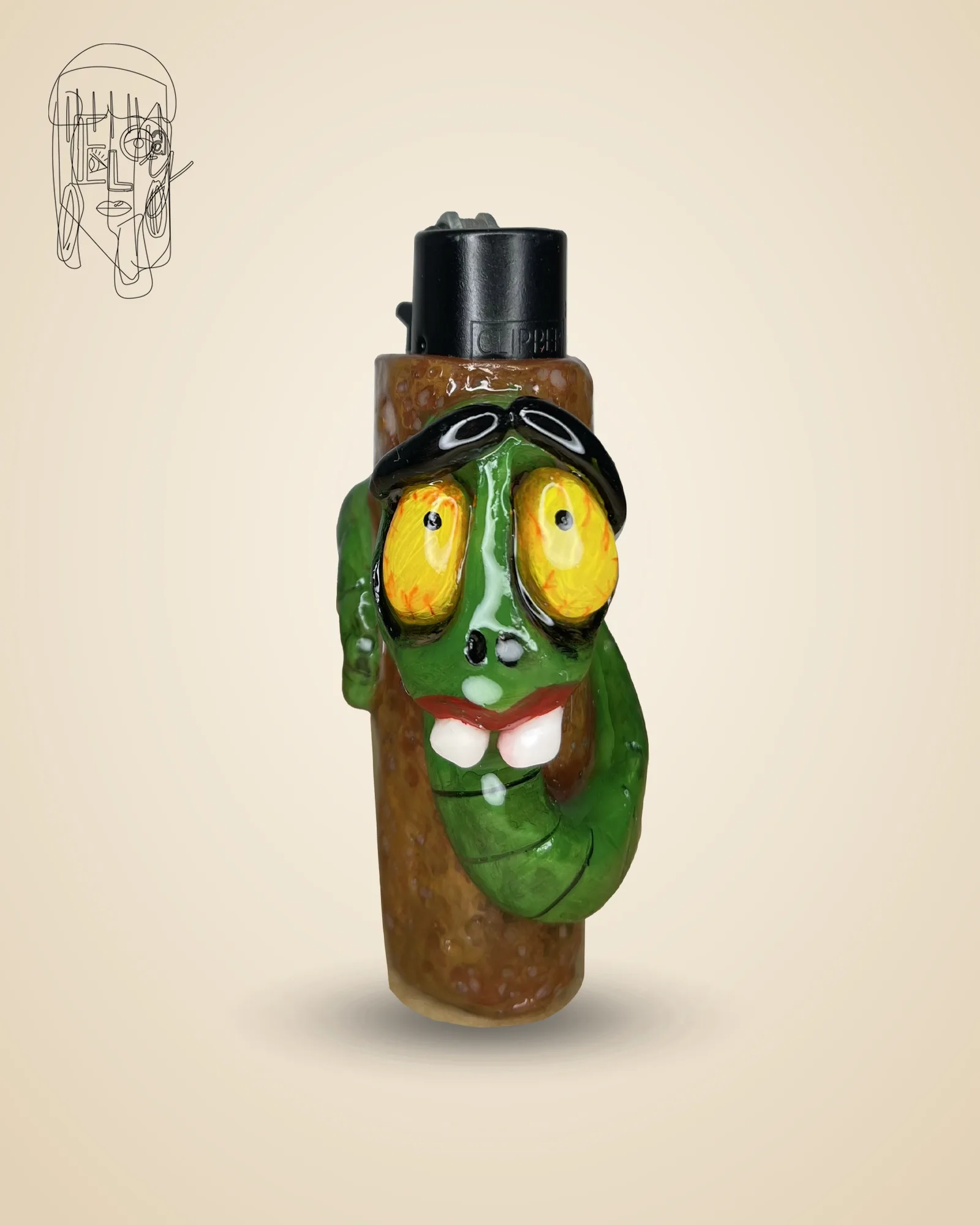 Creepy Cute Monster, handmade Clipper lighter case