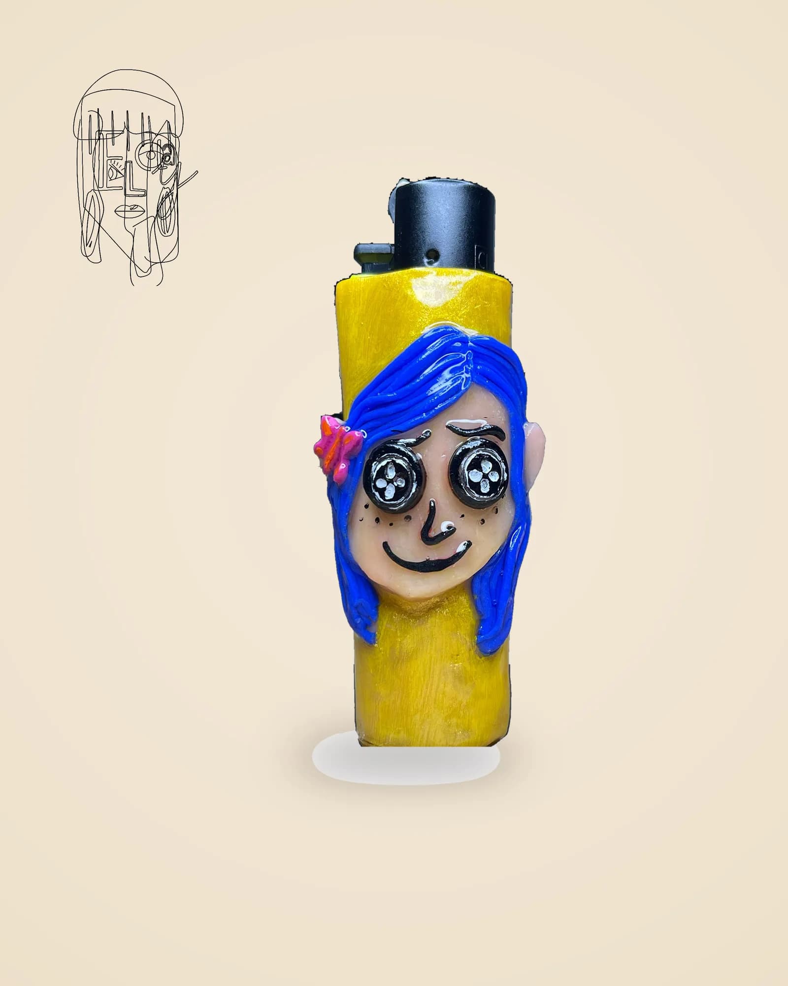Doll, handmade Clipper lighter case