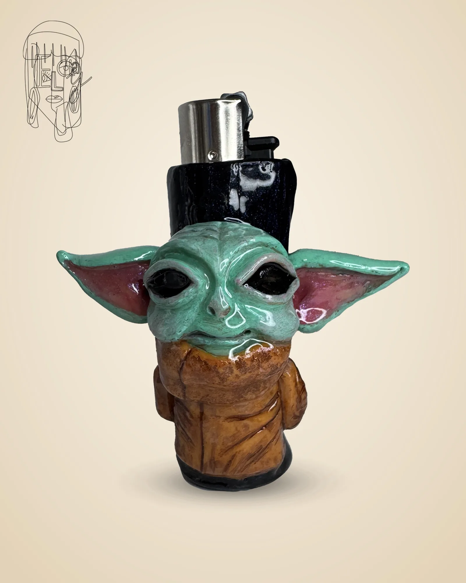 baby Yoda, handmade Clipper lighter case