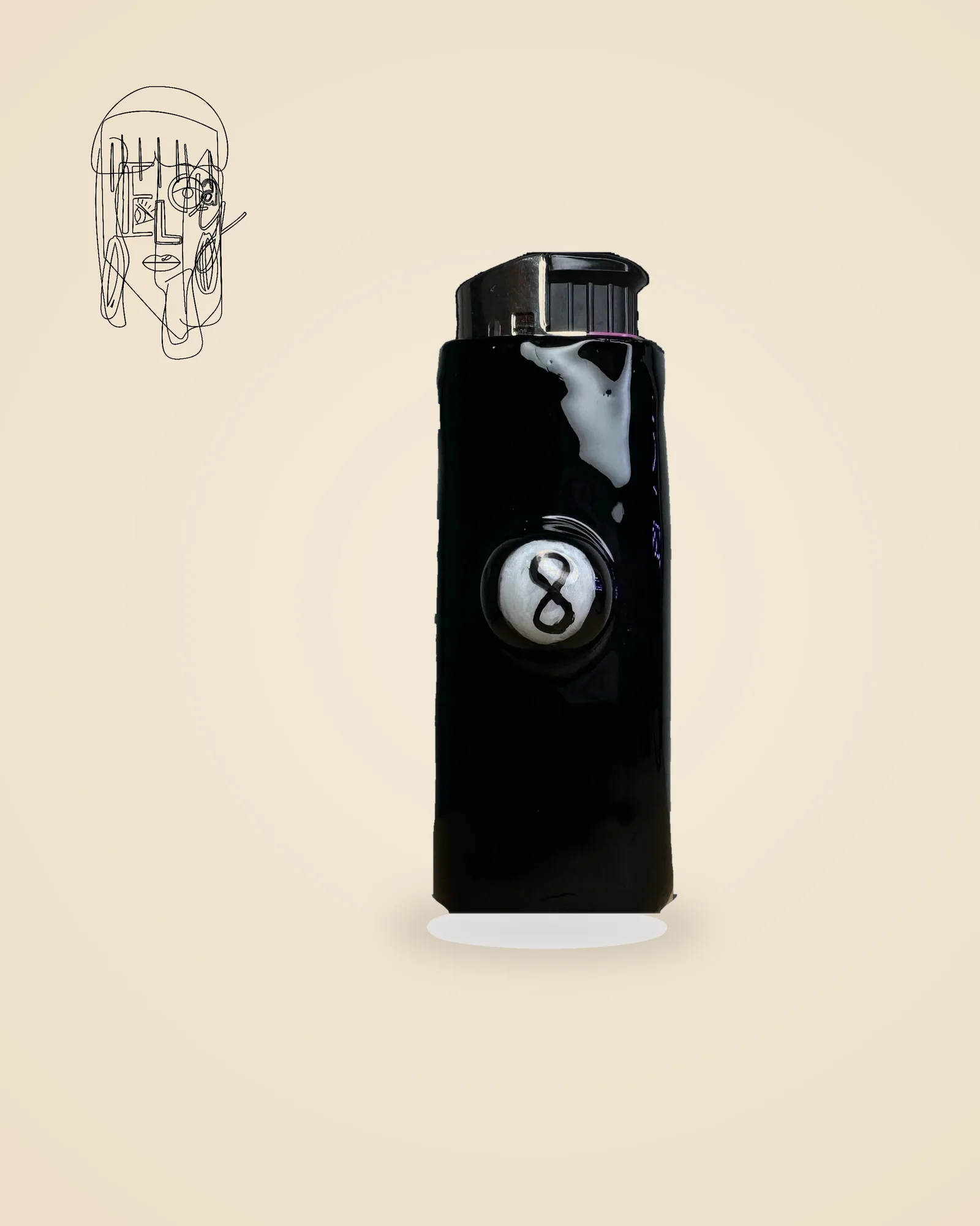 Eight Ball, handmade Clipper lighter case