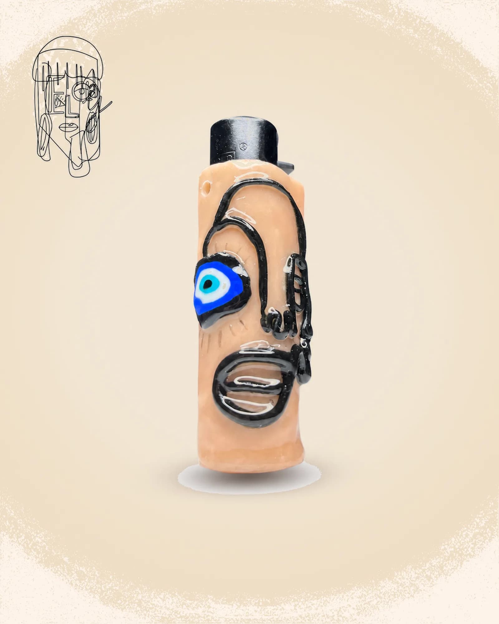 Evil Eye, handmade Clipper lighter case