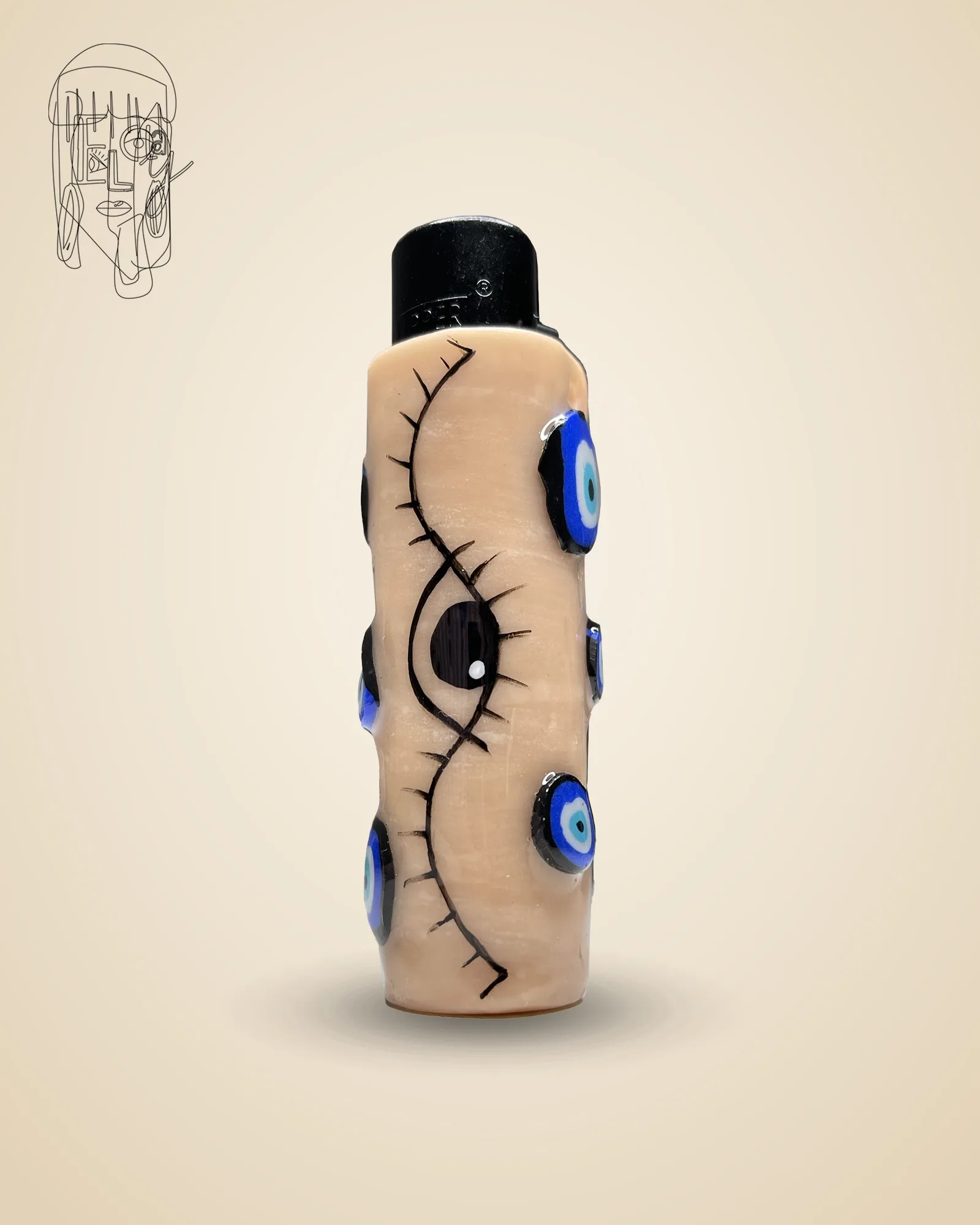 Evil Eye Necklace, handmade Clipper lighter case