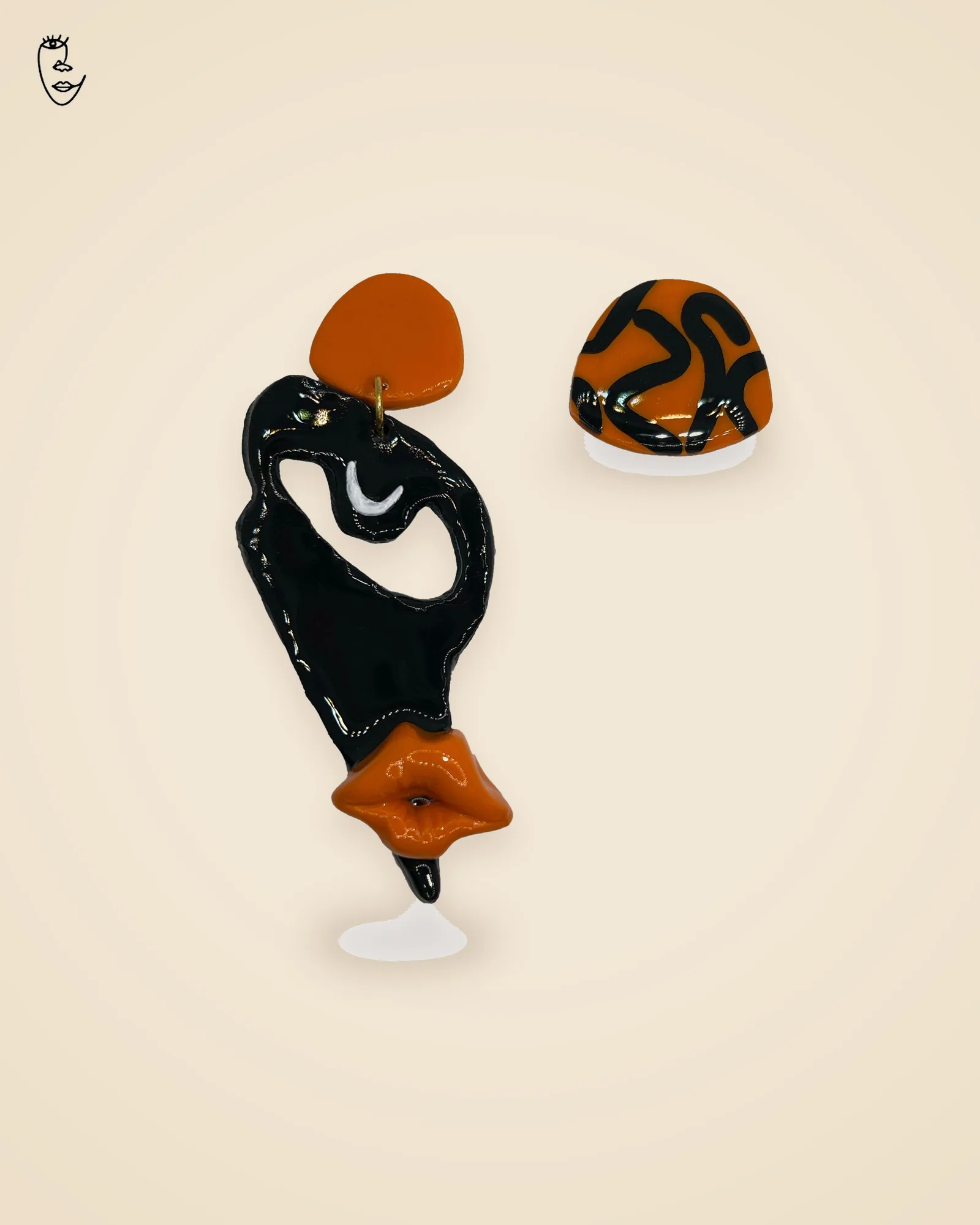 Face Earrings, handmade polymer clay jewellery