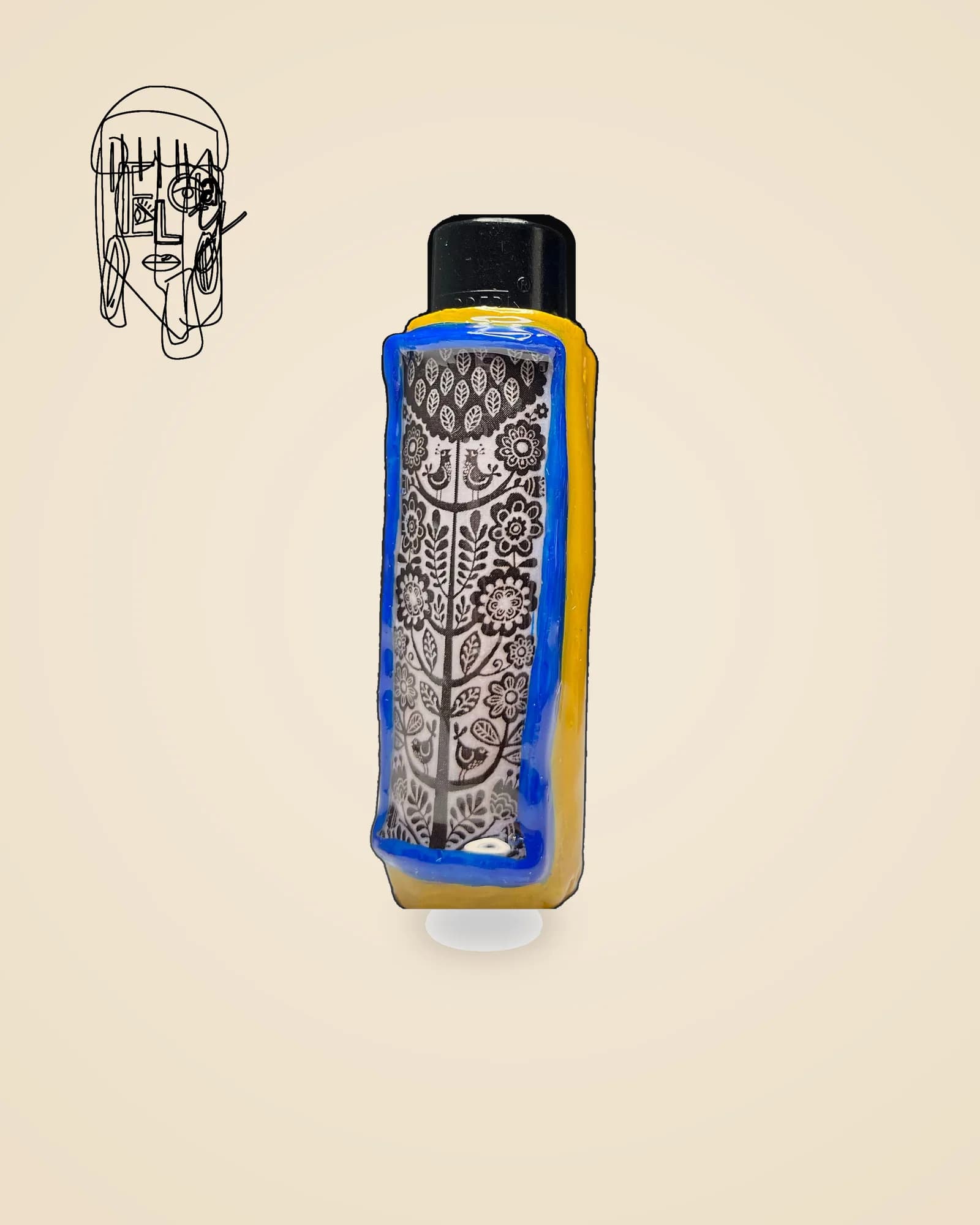Garden Bird, handmade Clipper lighter case