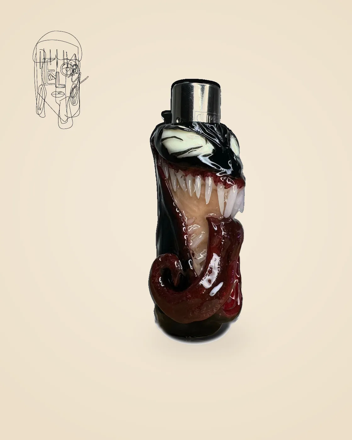 Glow In The Dark Monster, handmade Clipper lighter case