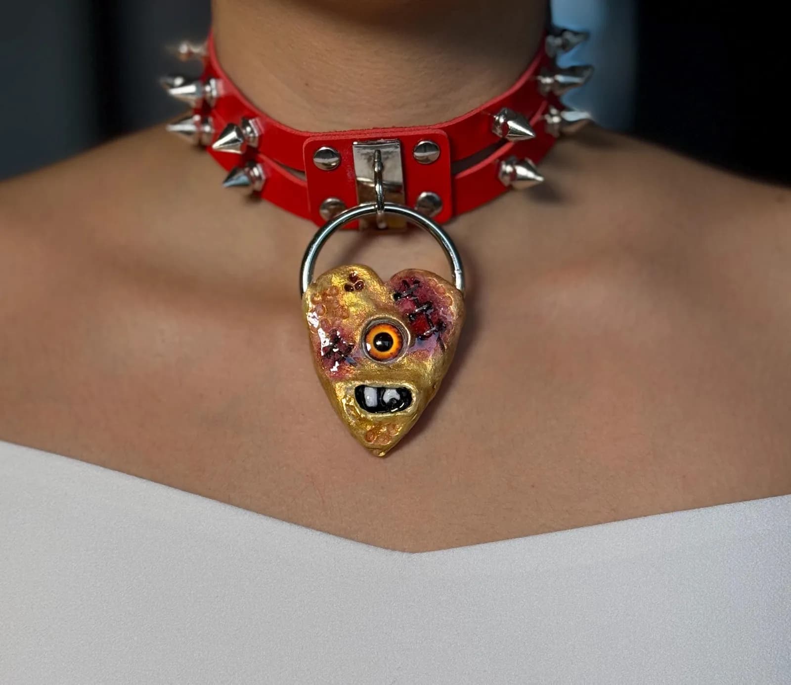Goth Choker Necklace, handmade polymer clay jewellery