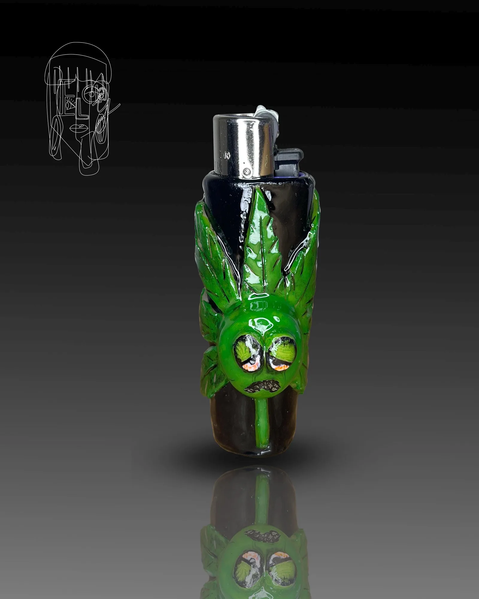Leaf Monster, handmade Clipper lighter case