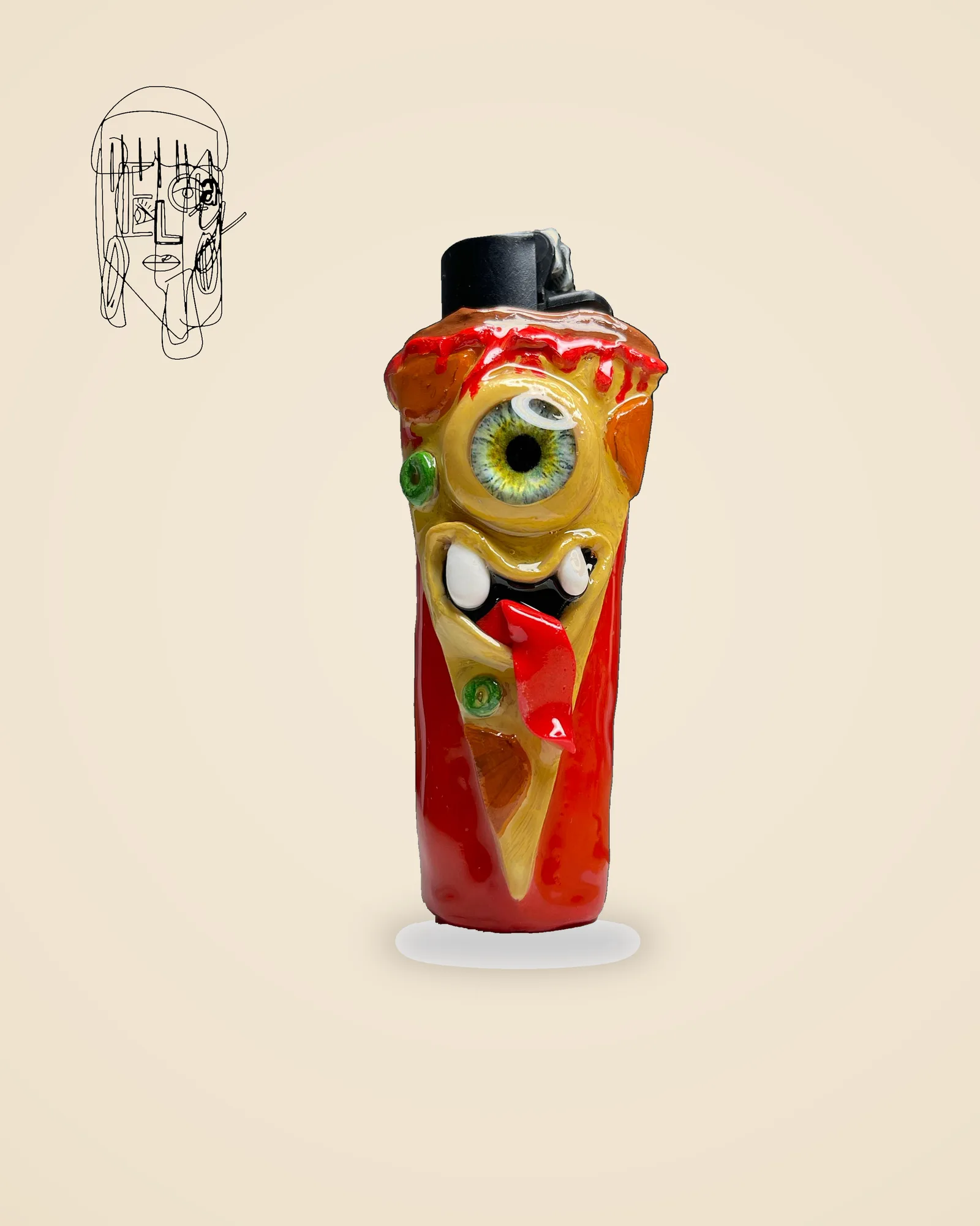 Pizza, handmade Clipper lighter case