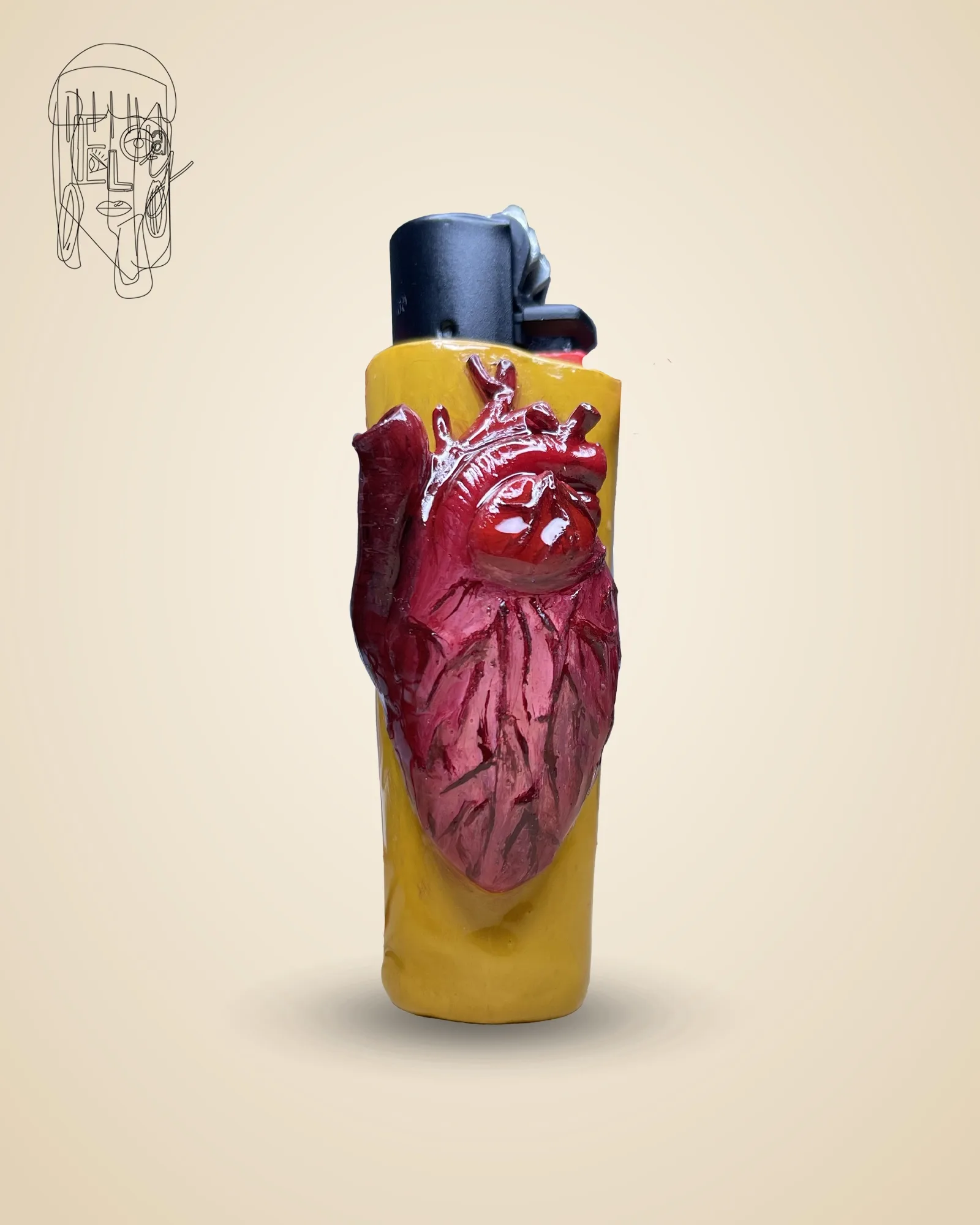 Resin Heart, handmade Clipper lighter case