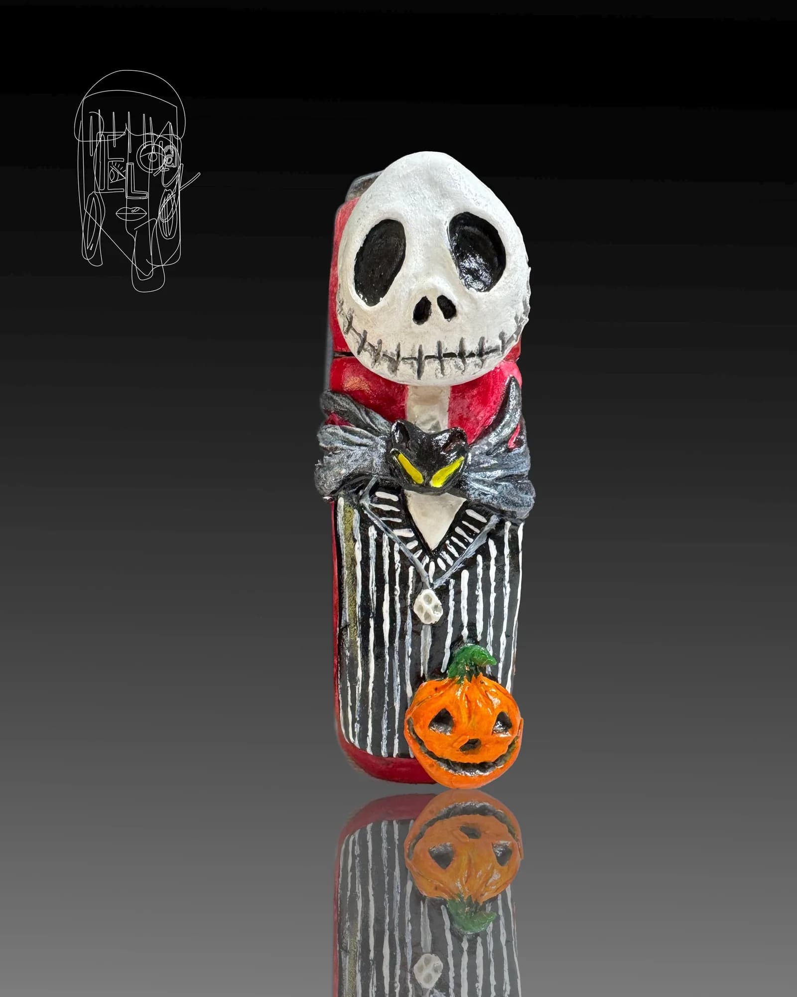 Skeleton, handmade Clipper lighter case