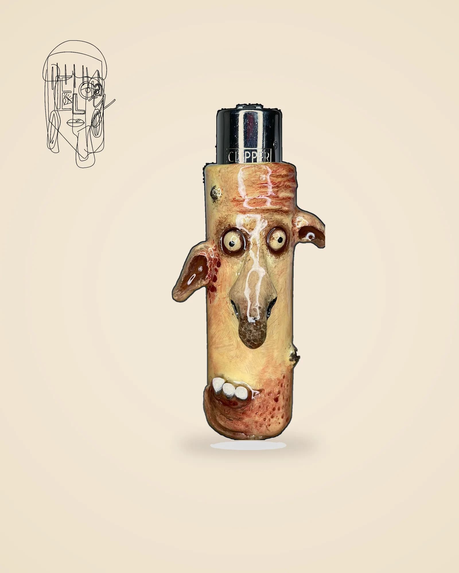 Ugly Monster, handmade Clipper lighter case
