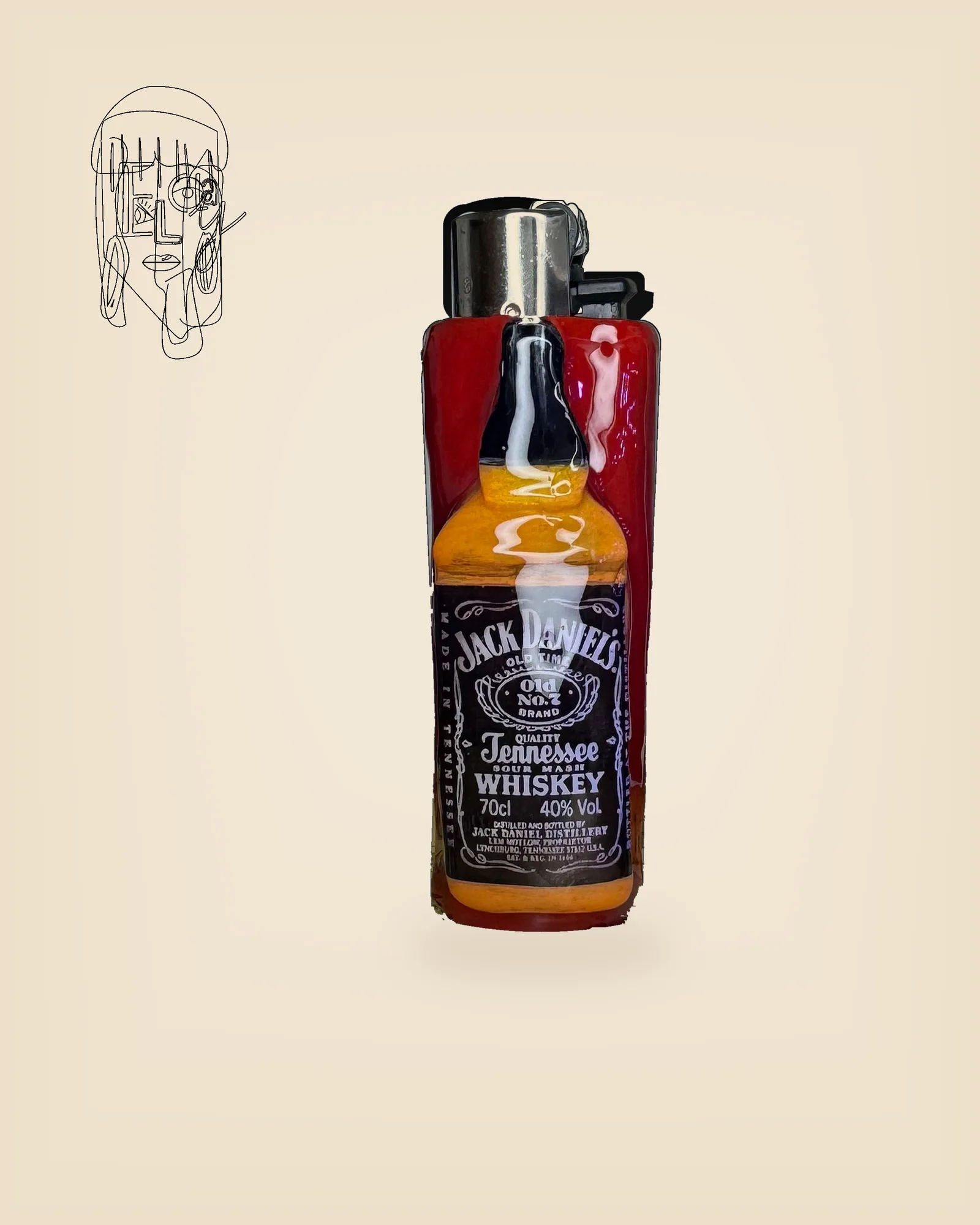 Whiskey Bottle, handmade Clipper lighter case