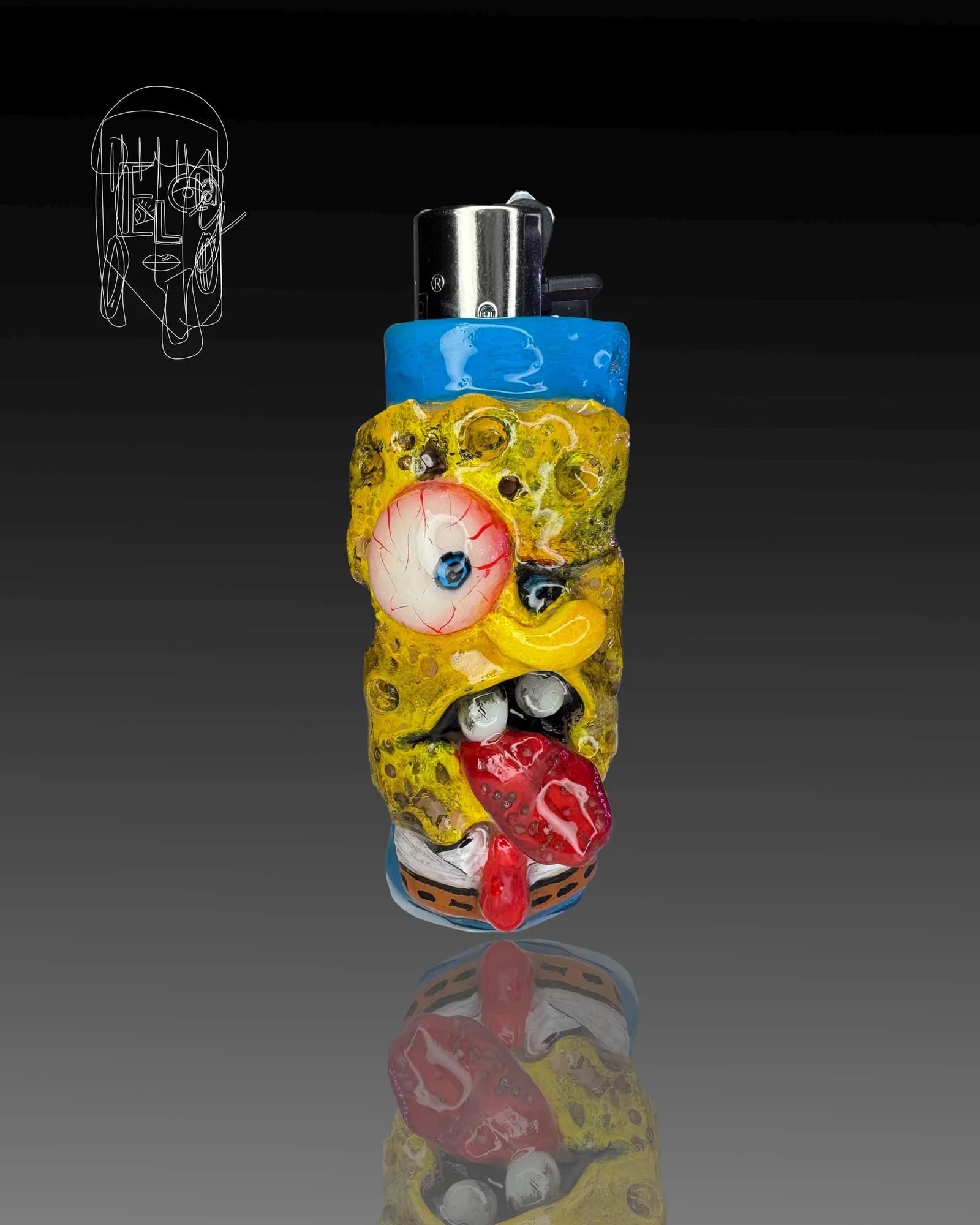 Yellow Cartoon Monster, handmade Clipper lighter case
